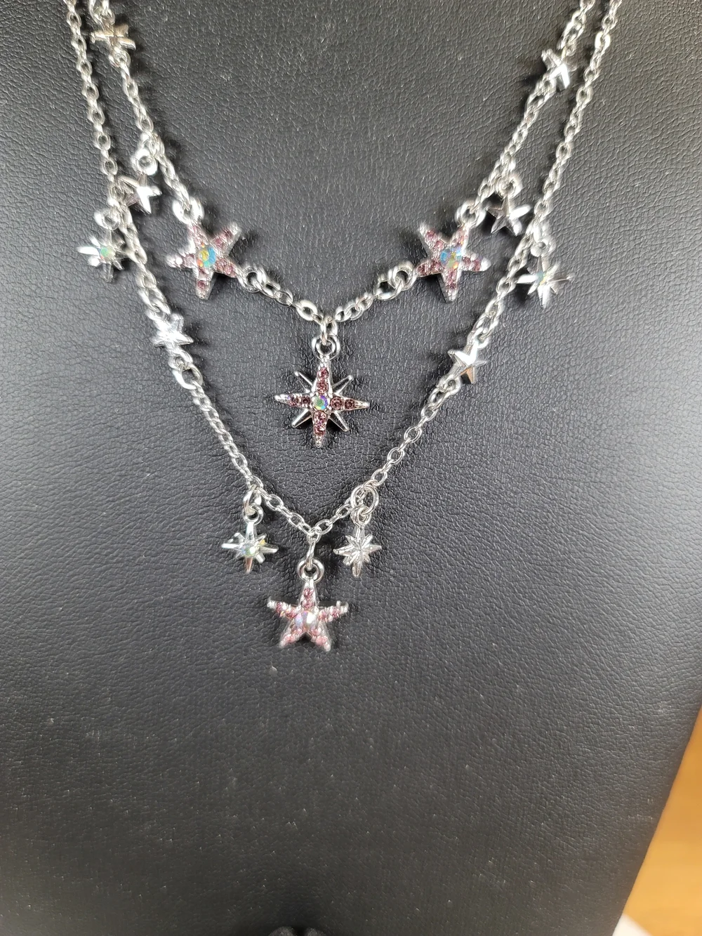 paparazzi Silver Layered Starburst Necklace & Ring with Purple Accents - Picture 3 of 3
